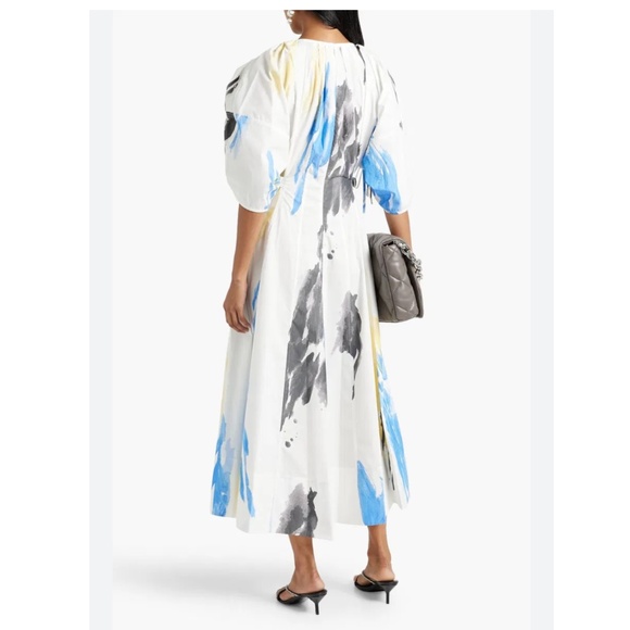 3.1 PHILLIP LIM Printed Poplin Puff Sleeve Dress With Shirring Detail - Picture 1 of 8